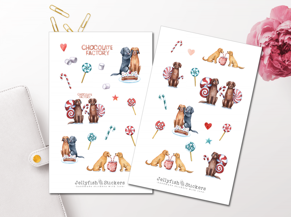 Hunde Süßigkeiten Sticker Set